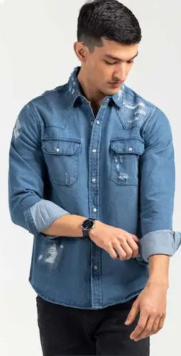 Blue Casual Shirt Denim 